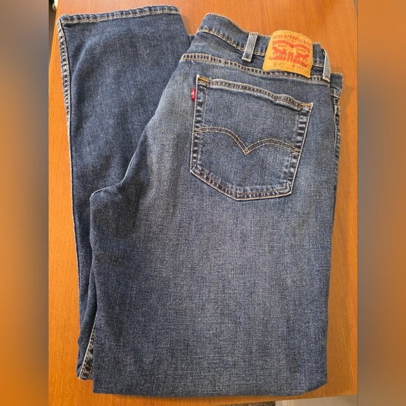 Levis Mens 514 Straight Fit Jeans W38 L30 Dark Wash Denim Cotton Blend - Picture 7 of 10